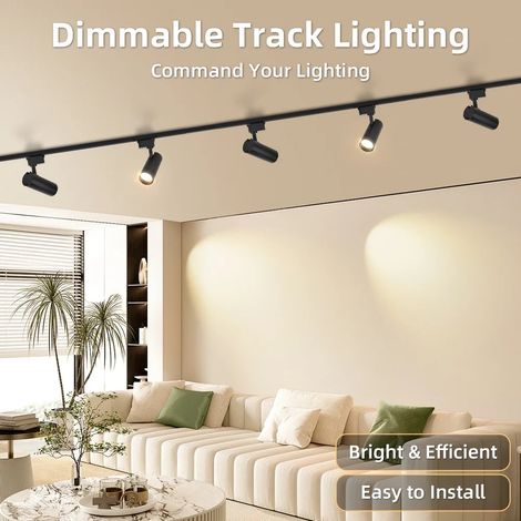 LED Schienensystem 6er Set Warmweiß, Komplettset mit 6 Spots, Schienen und Verbindern für Wohnraum