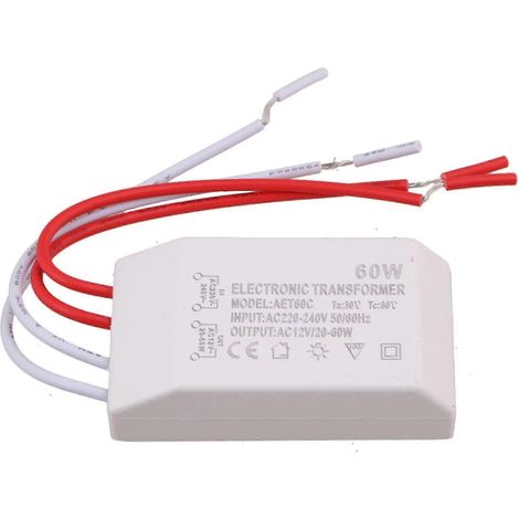 Mini transformateur électronique 60 W pour ampoule halogène G4, sortie 12 V CA (1/3)