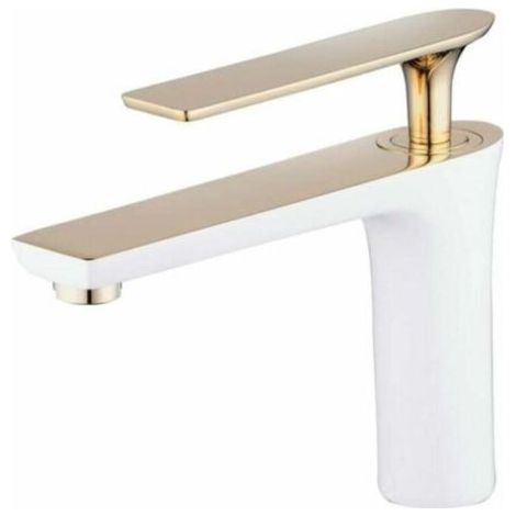 Mitigeur de lavabo Robinet d'évier de salle de bain blanc/or peinture mitigeur de lavabo mitigeur lavabo monotrou robinets d'évier de vanité