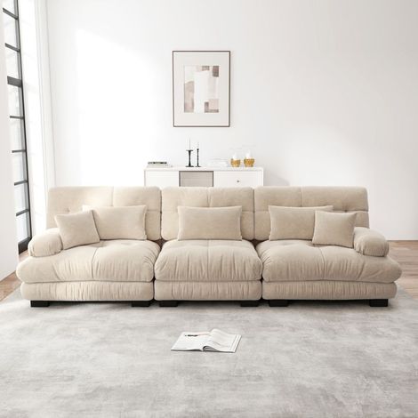 Canapé - Canapé modulable - 3 places - Chenille vintage - Fonction couchage