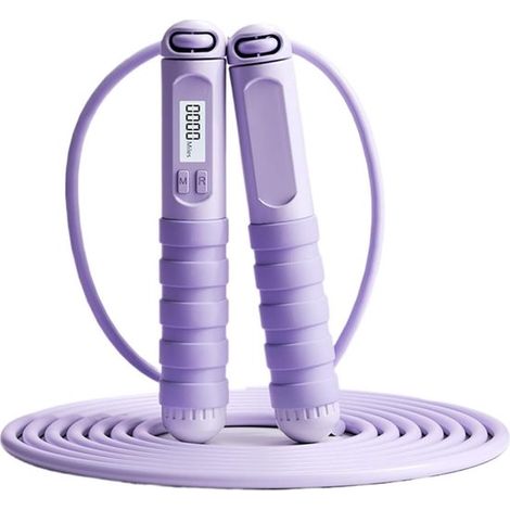 Corde à sauter électronique, adaptée aux adultes, hommes et femmes, pour la perte de poids et la remise en forme (violette).