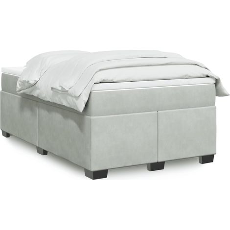 Boxspringbett mit Matratze Hellgrau 120x190 cm Samt