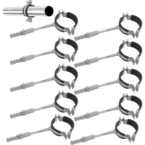 Colliers de Serrage Métalliques 48-53 mm avec Vis et Chevilles, Caoutchouc Antivibrations, Collier à vis pour Tubes avec Insonorisation, Supports de Tuyau avec Caoutchouc (48-53 mm 11/4") (1/5)