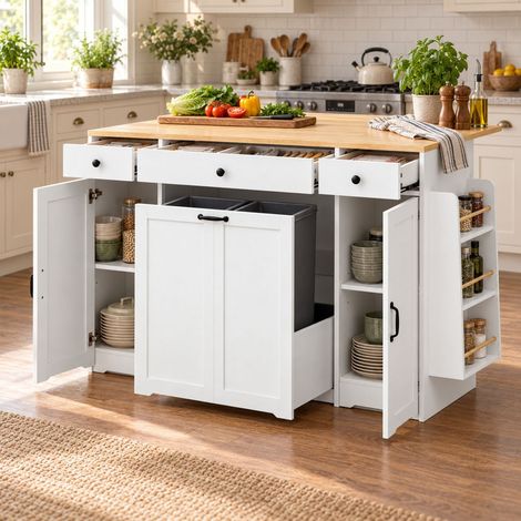 Buffet rangement à 3 tiroirs Bahut 2 portes plateau supérieur aspect bois blanc (1/5)