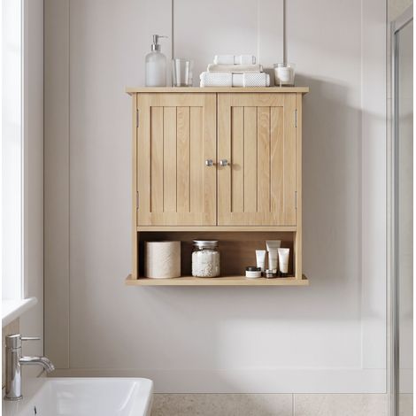Armario de baño mural 50x20x60 cm MDF acabado roble, ahorro de espacio - CHICFURN (1/5)