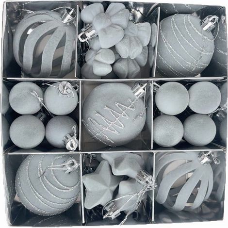 Boule De Décoration De Noël - En Plastique Flocké Marron Avec Boucle Métallique - Pour Arbre À Noël Intérieur Et Décoration De Fête - Lot De 27 Pièces