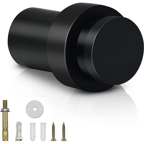 Arrêt de porte - 40 x 40 x 46 mm - butée de porte en acier inoxydable - avec caoutchouc noir - butée de porte cylindrique - pour montage au - 2 pièces (1/5)