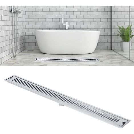 Kit griglia canaletta di scarico in acciaio da incasso per bagno con scarico a filo CN-01 - Griglia 55 cm - Guaina 100x100 cm