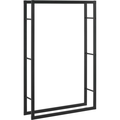 Portalegna per uso interno/esterno portalegna di design supporto per la conservazione della legna da ardere acciaio 100 x 25 x 150 cm nero 030006297