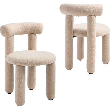 Sillas de Comedor Juego de 2 de Lana Sintética Modernas sin Brazos Elegantes Sillas de Esquina para el Hogar Cocina Sala de Estar, Cauqi, Wahson (1/5)