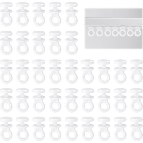 CSPARKV 100 Pièces Crochet Rideau Rail Glisseurs pour Rail à Rideaux Plastique roulettes à Rideaux Blanc Tringle à Rideau Coulissant Crochet Forte Capacité de Charge Attache Rideaux Accessoires (1/5)