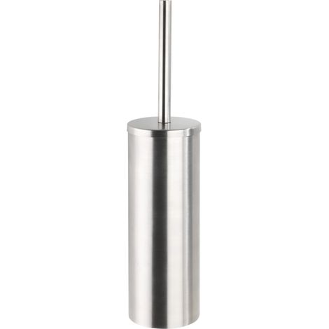 WENKO Turbo-Loc® Edelstahl WC-Garnitur Orea Matt geschlossen, WC-Bürstenhalter, Befestigen ohne bohren, Silber matt, Edelstahl rostfrei matt (1/5)