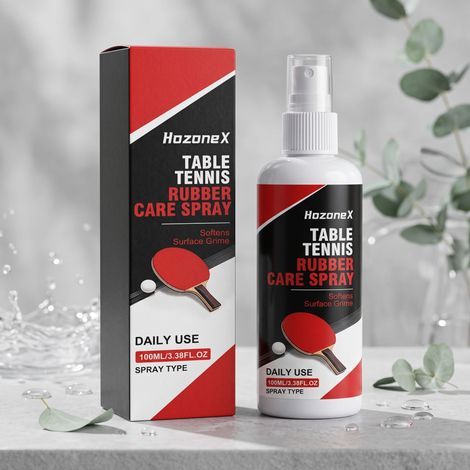Nettoyant pour raquettes de ping-pong à la formule douce qui dissout la transpiration, la poussière et la saleté sur la surface en caoutchouc de la raquette – 100 ml (1/5)