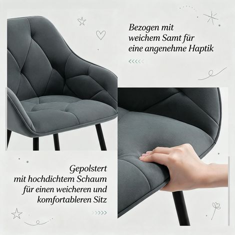 Sillas de comedor, juego de sillas modernas con respaldo ergonómico, sillas tapizadas cómodas (solo con 2 sillas de comedor) (1/5)