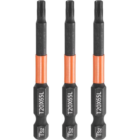 3Pcs Embout Tournevis Torx T20 1/4" Hex Shank Long 2.56" (65mm) (1/5)