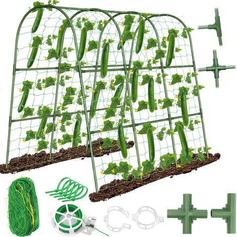 Support de Culture Jardin Vert Set 4 Cadres en Forme U Acier Galvanisé Anti-Rouille Résistant UV Assemblage Facile Concombre Haricot Tomate (1/5)