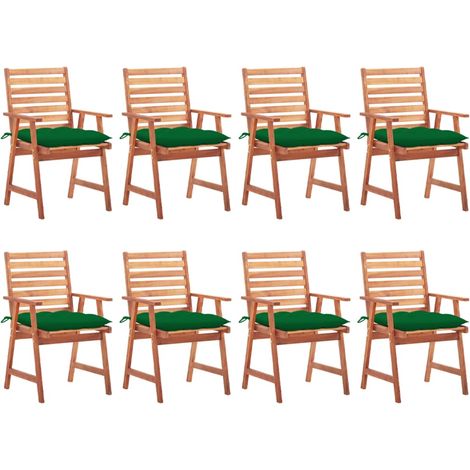 Garten-Essstühle 8 Stk. mit Kissen Massivholz Akazie
