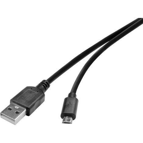 Renkforce USB-Kabel USB 2.0 USB-A Stecker, USB-Micro-B Stecker 0.30 m Schwarz vergoldete Steckkonta (1/2)