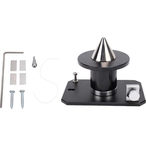 Metal lawnmower blade balancer, built-in powerful magnet, efficient alignment, adjustable wall-mounted balancing tool, black. (1/5)