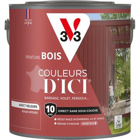 Peinture bois extérieur Couleurs d'Ici® V33 Rouge intense Velours 2L (1/5)