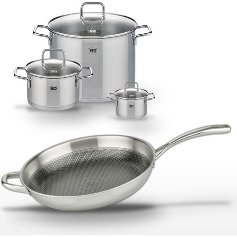 Lot de 3 Faitouts 12/20/26 cm et Poêle 32 cm Elo Relief Evolution (1/5)