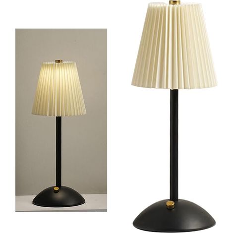 Lampe décorative nordique avec base en métal,abat-jour plissé, lampe de chevet,lumière douce, 3 couleurs, à intensité variable, pour chambre à coucher (1/5)