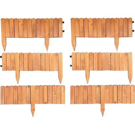 Set of 6 Wooden Lawn Edging Log Roll Style Panels (400cm x 20cm) (1/5)