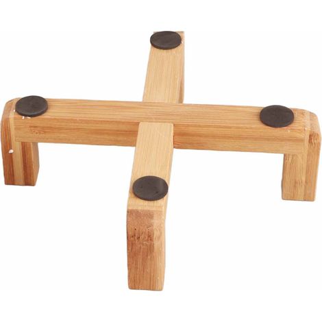 Pot de fleurs avec support en bois, présentoir d'intérieur, décoration rustique (1/5)