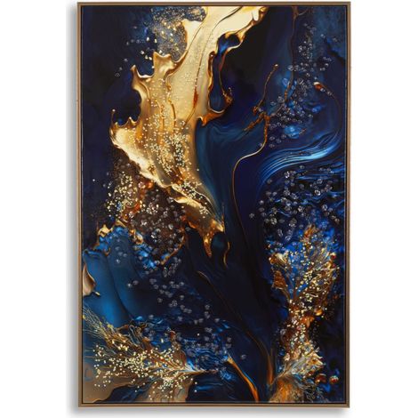 Stampa su tela Andromeda A effetto marmo blu e oro, 60x90 cm