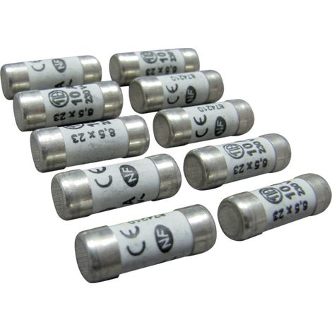 Lot de 10 fusibles céramique 8.5x23mm, 10A, 230V - Tibelec