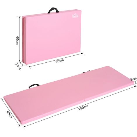 Tapis d'exercice pliable rose antidérapant avec poignées, 180x60x5 cm, mousse synthétique pour yoga, cross-training, arts martiaux, Pilates et fitness. (1/5)