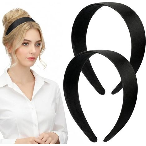 Conjunto de diademas - Diademas de seda - Aptas para uso diario - Diseño antideslizante - Conjunto de 2 piezas - Negro (1/4)