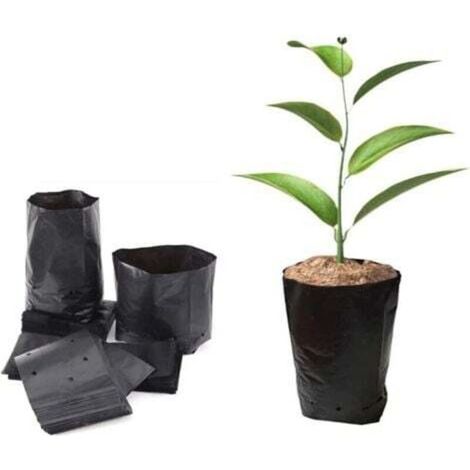 [NON UTILIZZATO] 100 Sacchi per semina in plastica spessa - 25x30 cm (diametro x altezza) Sacchi per la coltivazione di piante da giardino con fori di ventilazione