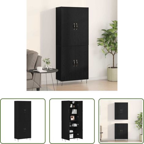 Rangement salon - Haut Armoire 2 pcs Chêne noir Bois d'ingénierie et verre (1/5)