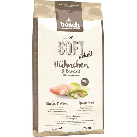 bosch HPC SOFT Pollo e banana Cibo semi-umido per cani adulti di tutte le razze Proteina singola Senza cereali 1 x 12500 g (1/5)