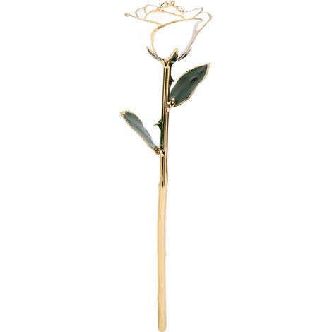 Rose plaquée or 24 carats avec socle et décoration en feuille d'or, un cadeau idéal pour la Saint-Valentin ou un anniversaire. (1/5)