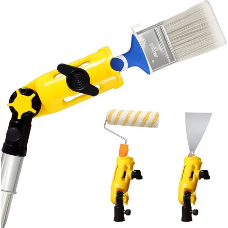 Support d'extension de pinceau multi-angle amélioré - S'adapte à la plupart des rouleaux, pinceaux et grattoirs - Atteint facilement les plafonds, les murs et les coins (1/5)