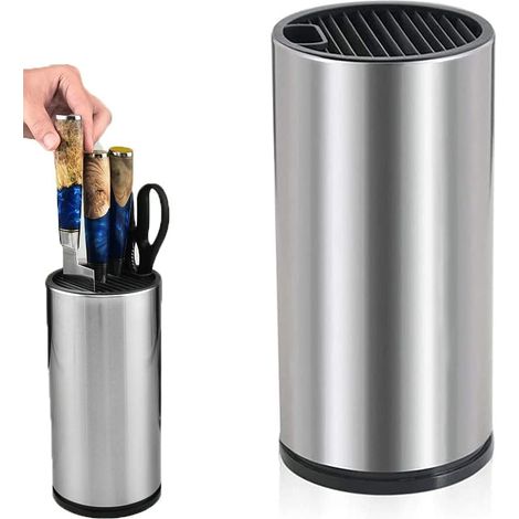Bloc de Couteaux, Porte-Couteau en Acier Inoxydable, Porte-Couteau de Cuisine, Porte-Couteau Carré, pour Couteaux et Ciseaux (Tour) (1/5)