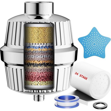 Filtre de douche 34 étages avec Vitamine C, anti-calcaire, anti-chlore et métaux lourds (1/5)