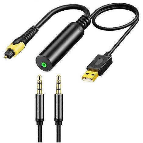 Convertisseur optique numérique USB vers jack 3,5 mm, adaptateur audio optique vers AUX, câble adaptateur optique vers AUX (1/5)