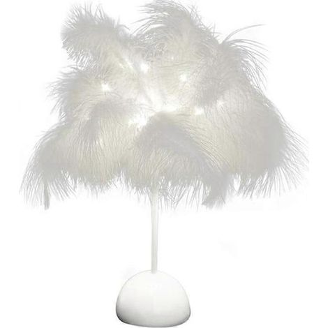 Veilleuse de bureau en plumes, abat-jour blanc/rose, cadeau pour chambre de fille (1/5)
