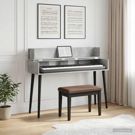 vidaXL Studio Desk Concrete Grey 152 x 40 x 19.5 cm Engineered Wood (1/5)