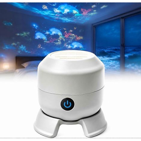 Projecteur LED rotatif dynamique veilleuse rechargeable USB 4 ambiances océan 360° pour chambre à coucher avec interrupteur tactile