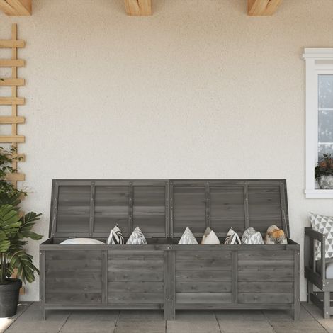 Boîte de rangement de jardin, Coffre de rangement Exterieur anthracite bois massif de sapin LKF51144 (1/5)