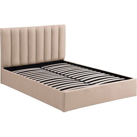 Lit Coffre Songe + Sommier Tissu Beige 160cm (1/5)