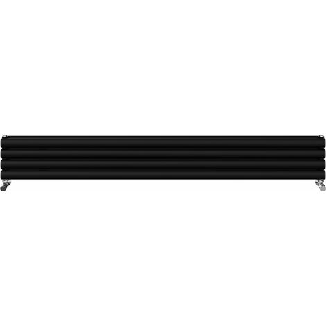 Warmehaus Horizontal Radiator Oval Double Panel Black 236x1800mm (1/5)