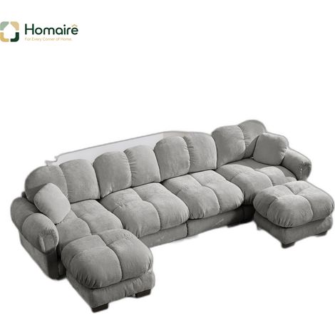 Canapé modulable en chenille gris avec accoudoirs 330 x 149 x 90 cm HOMAIRE (1/5)