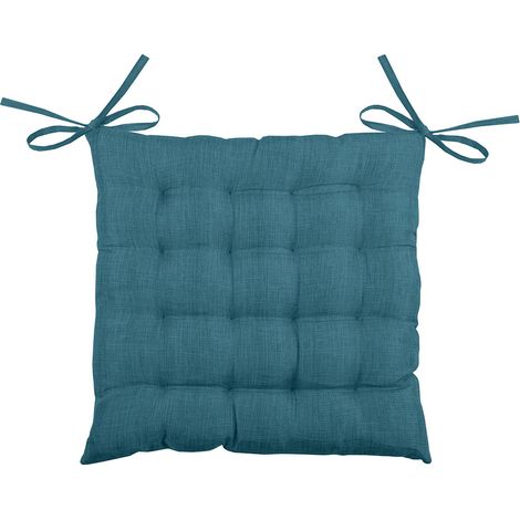 Galette de chaise unie en 16 points Turquoise 40x40 cm