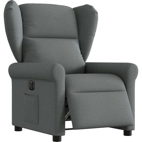 Sillón reclinable eléctrico de tela gris oscuro