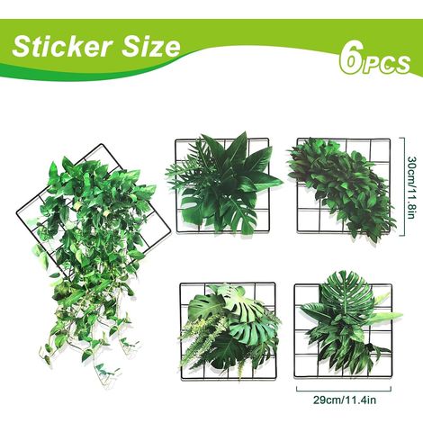 Autocollants muraux 3D pour plantes, autocollants pour plantes vertes, 5 modèles d'autocollants suspendus, décoration murale pour chambre et cuisine. (1/5)